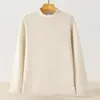 Camiseta térmica base para hombre de cuello semi-alto cepillada, sudadera de cuello medio, 260g, ropa interior térmica de forro polar de doble cara para otoño/invierno