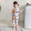 Camisola de Verão para Meninas Algodão Puro Pijama Infantil Fino para Menininha Roupa de Casa de Algodão para Bebê Saia Estampa de Desenho