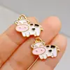 Dibujo Animado Vaca Pequeña Aleación con Goteo de Aceite Colgante Accesorios para Joyería DIY Pulsera Llavero Colgante Accesorios de Aleación Joyería