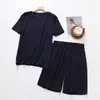 Pijama de Verão Masculino Modal Fino Manga Curta Shorts Casual Tamanho Grande Conjunto de Duas Peças Roupas de Casa Masculinas