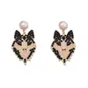 Pendientes de Moda Creativos Transfronterizos Imitación de Perla de Zirconia Lobo Distintivos Sencillos Versátiles Nicho Tendencia
