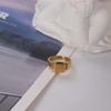 Anillo de espejo cuadrado transfronterizo para mujer, nicho geométrico, no se decolora, acero de titanio, galvanizado en oro de 14 quilates, accesorios exagerados