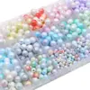 Cuentas Redondas Bicolor Chapadas en Color Acrílico Cuentas Sueltas Perla de Imitación Accesorios Hechos a Mano para DIY Collares Pulseras Joyería para Orejas