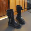 Zapatos para Niñas, Botas Largas Infantiles, Nuevo Estilo Otoño e Invierno 2025, Estilo Primavera y Otoño, Botas Altas de Princesa con Forro de Felpa para Niñas Pequeñas
