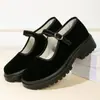 Zapatos de tela estilo Old Beijing con suela gruesa para mujer, estilo primavera y otoño, ligeros, de suela suave, versátiles, adecuados para madres de mediana edad y mayores, negros, para ir al trabajo y al día a día