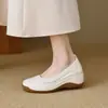 Comercio Exterior Mocasines de Suela Gruesa Estilo Retro de Lujo Ligero para Mujer Piel Genuina Suave Punta Redonda Slip-on Zapatos Casuales de Otoño Zapatos de Tacón Alto de Piel