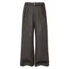 Pantalones de Vestir para Hombre Retro Americano de Espiga Patchwork Plisado con un Estilo de Lujo 'Old Money', Pantalones Casuales Sueltos de Pierna Recta