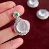 Colgante de Calcedonia de Hielo Natural para Mujer Calcedonia Blanca Hielo Incrustada con Piedra Preciosa Colgante de Collar de Ágata Fideos de Hielo Blancos