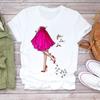 Feliz Navidad Árbol de Navidad Papá Noel Cuello Redondo Moda Manga Media Camiseta Base Simple para Mujer Camiseta de Manga Corta para Mujer