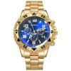 Relojes de hombre al por mayor de fábrica para comercio exterior, explosiones, reloj de cuarzo con correa de acero de tres ojos falsos, relojes digitales de moda con cristal blanco