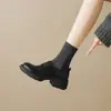 ¡Se siente como pisar caca! Mocasines de Cuero Retro Británico JK con Punta Redonda, Suela Gruesa y Velcro