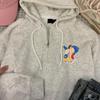 Suéter com Capuz Casaco Feminino Original Britânico Roupas com Capuz Japonesas e Coreanas Moletom Estampado Longo Fofo Minimalista