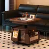 Mesa de Centro com Altura Ajustável, Carrinho Móvel Empilhável, Mesa de Chá de Madeira Maciça, Mesa de Jantar Multifuncional para Sofá para Apartamentos Pequenos