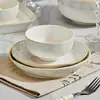 Juego de Cuenco y Plato de Cerámica de Alta Gama Sencillo para el Hogar con Color Bajo Esmalte Vajilla Cuenco para Comer Plato Combinación de Juego de Cuenco y Plato