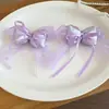 Carta Névoa Roxa~Grampo de Cabelo Laço Estilo Ballet Doce Dupla de Rabo de Cavalo Clip Lateral Fofo Design Único Acessório de Cabelo