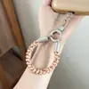 Pulseira de corrente para celular com toque de alta qualidade, pulseira de pulso curta ajustável, pulseira de celular europeia antifurto