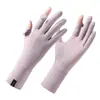 Guantes de Protección Solar Verano Mujer Exterior Ligeros y Cortos Parasol Conducción Seda de Hielo Conductor Ciclismo Deportes Guantes de Seda de Hielo