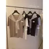 Conjunto de Verano de Té Verde Limón para Mujer, Estilo Coreano Ajuste Relajado, Top de Punto de Bambú Falso Dos Piezas de Manga Corta (Chal No Extraíble)
