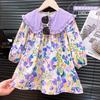 Vestido de niña Primavera y Otoño Cuello de Muñeca Infantil Floral Otoño Nuevo Casual Todo Partido Vestido Dulce Moda