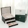 Caixa de Armazenamento de Joias de Grande Capacidade de Três Camadas com Padrão Diamante Novo com Fechadura Gaveta de Joias de Alto Nível Caixa de Joias