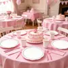 En Stock Encaje Borde Rosa Fiesta de Cumpleaños Platos de Papel Vajilla Desechable Platos de Papel Vasos de Papel Servilletas de Papel Cuchillo Tenedor Cuchara Suministros