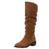 Botas de manga plissada para mulheres 2023 outono e inverno Novas botas europeias e americanas de salto grosso até o joelho botas longas Knight