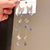 Aretes de Borla Mariposa Aguja de Plata con Circonita, Estilo Fresco y Dulce, Aretes Exquisitos, Aretes de Lujo Ligero y de Gama Alta para Mujeres al por Mayor