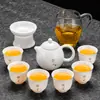 2026 Nuevo Modelo Porcelana de Jade Grasa de Oveja Juego de Té Kung Fu para Uso Doméstico, Incluye Gaiwan, Taza de Té y Mesa de Té, Juego de Tres Piezas