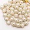 En Stock 8/10/12mm Doble Capa Girasol Pedrería Flor Redonda Placa Flor de Pedrería Hebilla de Pedrería Lazo Hecho a Mano Materiales para Accesorios de Cabello DIY