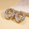 Pendientes Redondos en Forma de U Plegados con Brillo Metálico Simple Europeos y Americanos Moda Elegante Transfronteriza Pendientes de Gama Alta para Viajeros