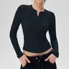 Nueva Camisa Henley de Modal Lenzing para Mujer Top Deportivo de Yoga Camiseta de Corte Ajustado Correr Fitness Manga Larga