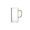 Taza de Agua de Vidrio Resistente a Altas Temperaturas al por Mayor con Asa Taza de Té Casera para Jugo Leche Taza Redonda Transparente Espesa Taza para Té Verde
