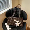 Bolsa feminina estilo Ins coreano com design de bolinhas para o antebraço, bolsa de ombro para meninas de grande capacidade com laço, bolsa de ombro moderna e versátil para o dia a dia