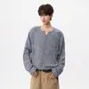 Outono de 2026 Estilo Preguiçoso Retrô Americano Malha Masculina Casual Solta Moda Roupas Masculinas Manga Longa Suéter Top