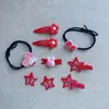 Nuevo Clip para el Cabello con Flor de Estrella Roja de Cinco Puntas Diadema Accesorios Estilo Coreano Niña Linda Cuerda para el Cabello Hecho a Mano Al por Mayor