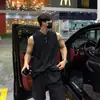 Conjunto de Shorts Deportivos para Hombre Estilo Americano Marca de Moda Verano Fitness Camiseta sin Mangas Transpirable para Músculos