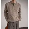 Suéter de malha com gola Henry para homens, casais, estilo old money, caimento solto, gola semiaberta, cor sólida, tendência outono e inverno, atacado de fábrica transfronteiriço