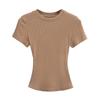 Playera Básica de Kardashian de Manga Corta para Mujer Verano Nueva Ins Sexy Ajustada Elástica Adelgazante Look Top de Fondo