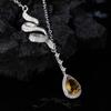 Collar de plata de ley S925 con topacio natural, granate, citrino y amatista, color tesoro, cadena de clavícula para mujer, accesorios al por mayor