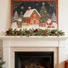 Galhos de Pinheiro de Natal, Frutas Vermelhas, Bolas Vermelhas de Veludo, Cipós Decorativos, Escada, Lareira, Enfeites de Porta, Agulhas de Pinheiro Artificiais, Guirlandas de Feriado