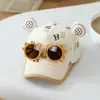 Gorra de niño con gafas desmontables personalizadas estilo coreano, nueva gorra de pana con pico de pato para otoño, gorra de béisbol moderna para bebé