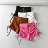 Pantalones cortos con cordón estilo chica sexy para mujer, novedad de verano 2022, cintura alta, adelgazantes, pierna larga y ancha, pantalones cortos finos de verano para mujer
