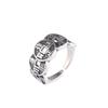 Anillo abierto Yue Xin S925 de plata esterlina personalizado con cinco monedas de cobre creativas y de superficie ancha con buen significado para el dedo índice.