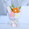 Fio de Tricô Fio Pompom Buquê de Girassol, Flores Artificiais Simuladas, Presente para Colegas de Classe, Pequeno Buquê, Lembrança