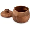Pote de Armazenamento Artesanal de Madeira de Acácia com Tampa, Recipiente Selado à Prova de Umidade para Chá Doméstico da Cozinha, Pote de Armazenamento Vintage de Madeira Maciça para Mesa
