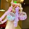 Llavero de Rosa Acrílica con Relleno Líquido, Accesorio Creativo de Campana, Colgante en Forma de Corazón para Bolsos