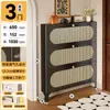 Zapatero de acero para uso doméstico con tejido de ratán estilo vintage, armario de almacenamiento transpirable, estante integrado para montaje en pared, nuevo armario de almacenamiento y zapatero