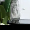 Jarrón de cristal transparente gris con borde ondulado creativo de estilo europeo para lirios hidropónicos, bambú de la suerte y flores frescas, adecuado para arreglos florales en casa