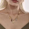 Colar com pingente irregular multiacessórios de aço inoxidável europeu e americano, estilo marinho, para festas, corrente de clavícula, joias para mulheres