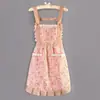 Delantal de Algodón Delgado Estilo Coreano de Verano para Cocina Casera de Mujer Anti-Manchas Transpirable Estilo Extranjero Lindo Ropa de Trabajo Delantal de Cocina